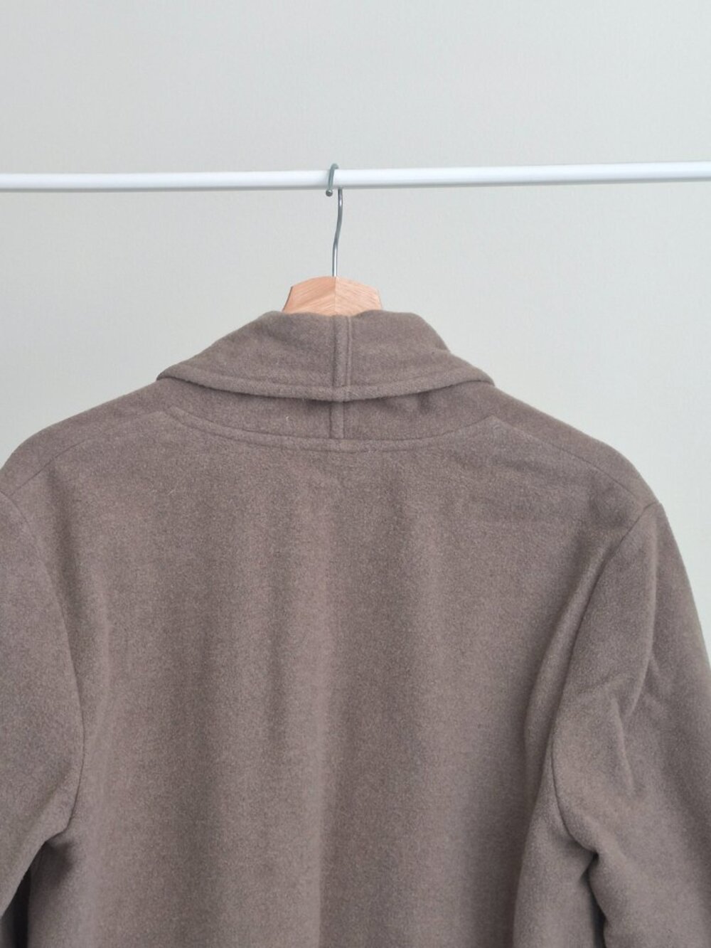 Eileen Fisher Womens S 100% Wool Open Front Jacket Taupe Shawl Collar Cardigan - Picture 5 of 8